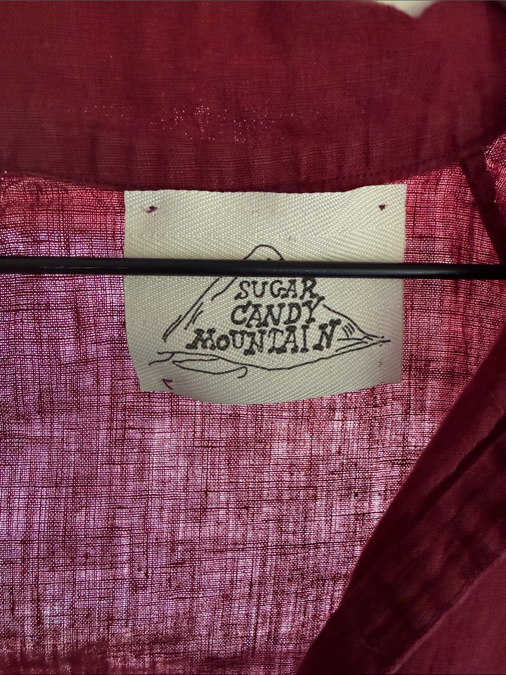 Burgundy Button-Front Linen Maxi Dress Sugar Candy Mountain Small — image 3 of 6